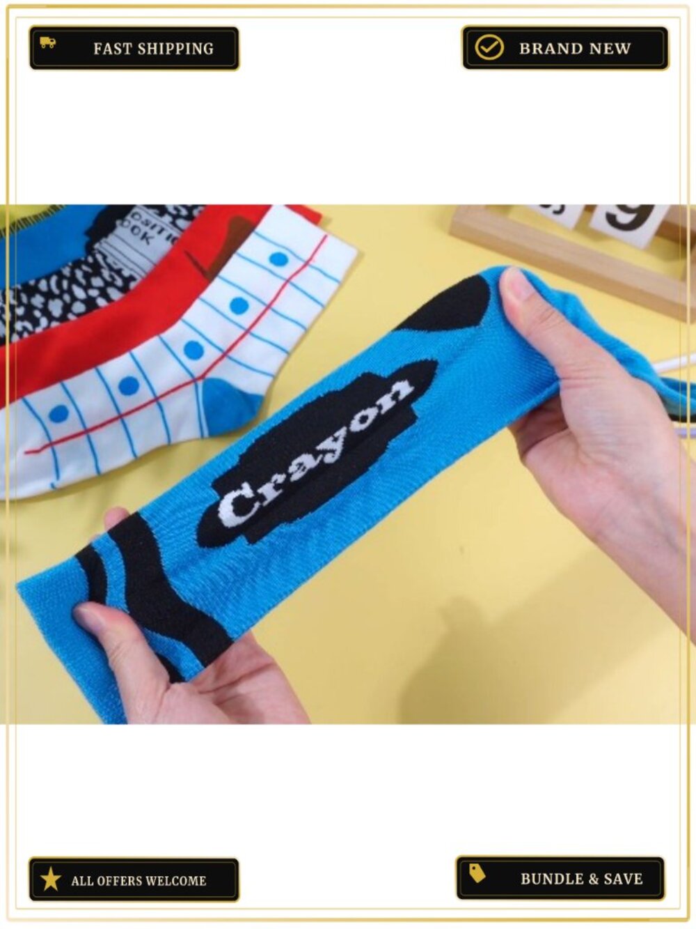 Funny Novelty Teacher Socks - 12 Pairs, Combed Cotton, Polyester, Spandex, Gift - Picture 6 of 6